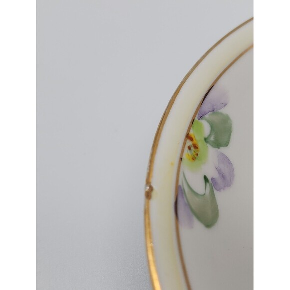 VTG Nippon Hand Painted Sugar Bowl w Attached Under Plate & Spoon Floral Design - Picture 9 of 12